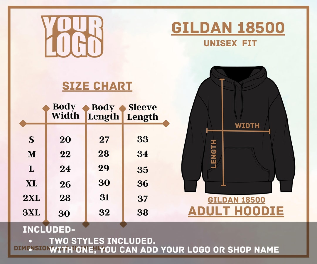 Gildan 18500 Size Chart 18500 Hoodie Mockup Unisex Size - Etsy