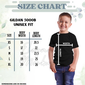 Gildan 5000B Youth Size Chart Gildan 5000B Size Chart 5000B - Etsy