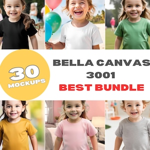 Bella Canvas Kids Tshirt Mockup Bundle 30 Colors Boho Shirt Mockup Bundle Tee Girl Toddler Mockup Child Bundle Youth 3001Y 3001T Cute