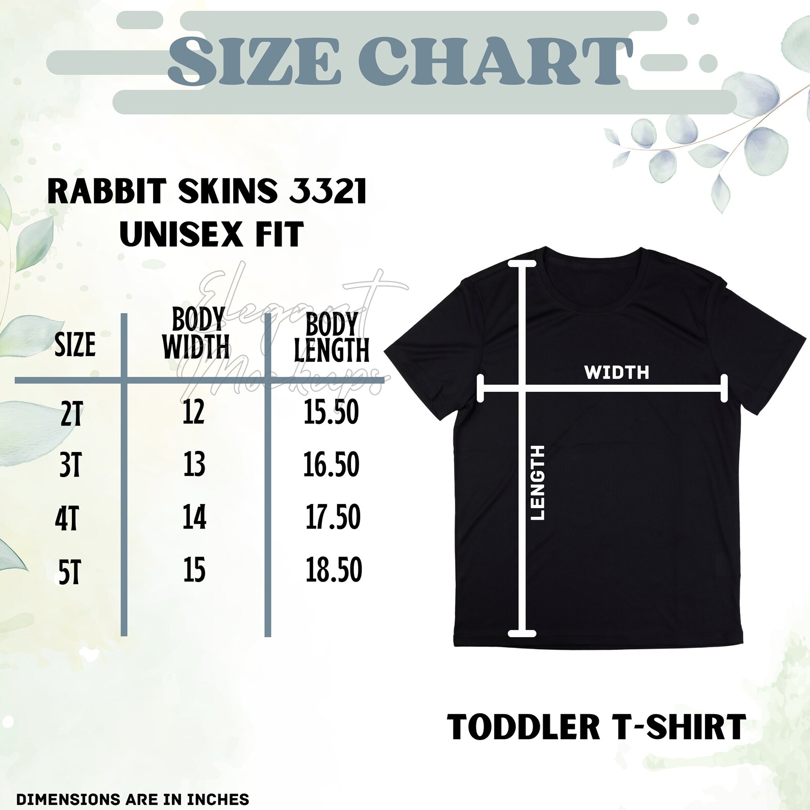 Rabbit Skins 3321 Color Chart Size Chart Rabbit Skins Etsy