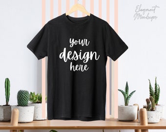 mockup bella canvas 3001 black mock up summer T shirt flat lay unisex tee shirts for shops black bella canvas mock ups