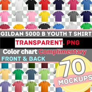 Gildan 5000B Front and Back Mockup Bundle, T Shirt Mockup PNG, G500B Transparent, Front and Back 5000B, Mock Up Bundle G500B