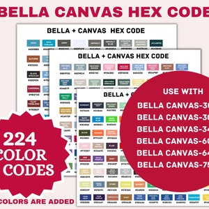 Código hexadecimal Bella + Canvas, carta de colores Bella Canvas 3001, plantilla Canva de carta de colores, carta de colores Gildan, carta de colores cómodos