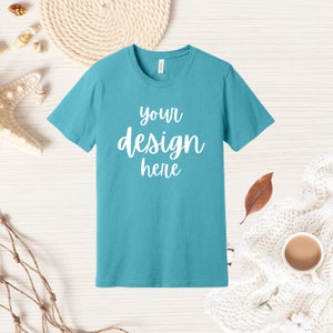 Heather Aqua mockup, Bella Canvas 3001 Mockup, T-shirt Mockup Bundle, POD Mockups, elegant mockup, png, white tshirt mockups