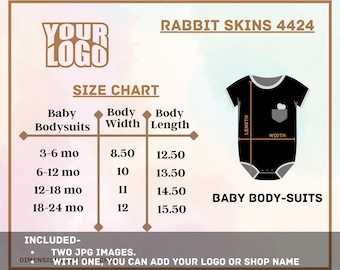 Rabbit Skins 4424 Bodysuit Size Chart – Mockup Template (JPG & PNG)