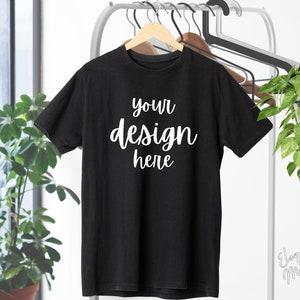 black bella canvas mock ups, mockup bella canvas 3001, black mock up, summer T shirt, flat lay unisex tee shirts for shops, elegant mockup