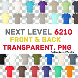 Next Level 6210 Front and Back Mockup Bundle, T Shirt Mockup PNG, NL6210 Transparent, Front and Back 6210, Mock Up Bundle NL6210