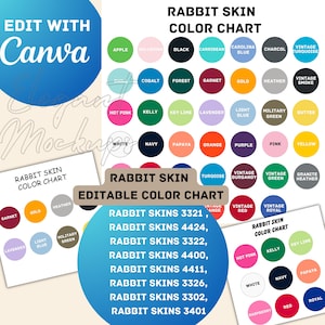 Canva Editable Color Chart, Editable Rabbit skins color chart, Rabbit skins color chart 3321 , 4424, 3322, 4400, 4411, 3326, 3302, 3401