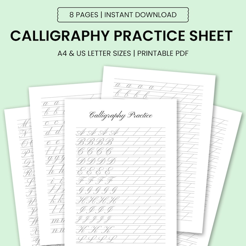 Calligraphy Practice Sheet - Etsy