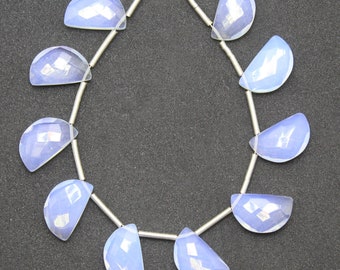 10 Pieces Natural Opalite Faceted D Shaped Gemstone, Opalite Faceted Fancy Shape Handmade Briolette Beads (10*16mm) Approx