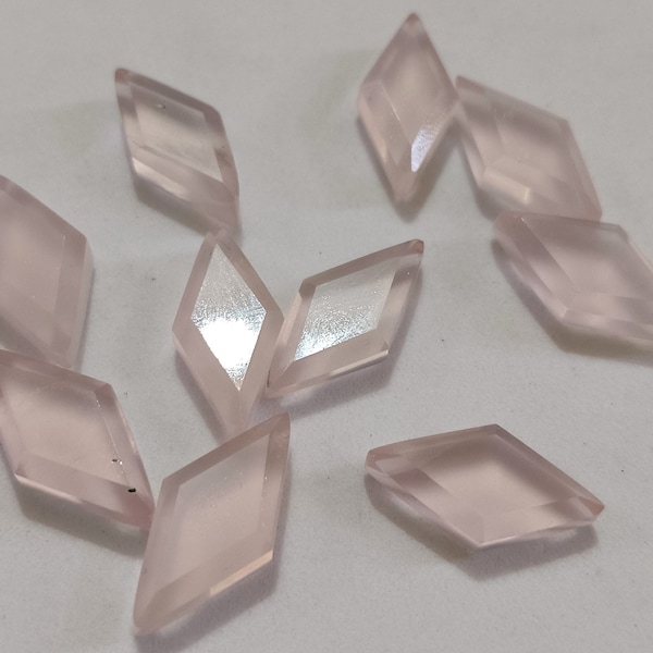 8 Pcs 100 % Natural Rose Quartz Crystal Diamond Shape Faceted Briolette, Rhombus Shape Faceted, Kite Shape Loose Gemstone (10*20mm) approx