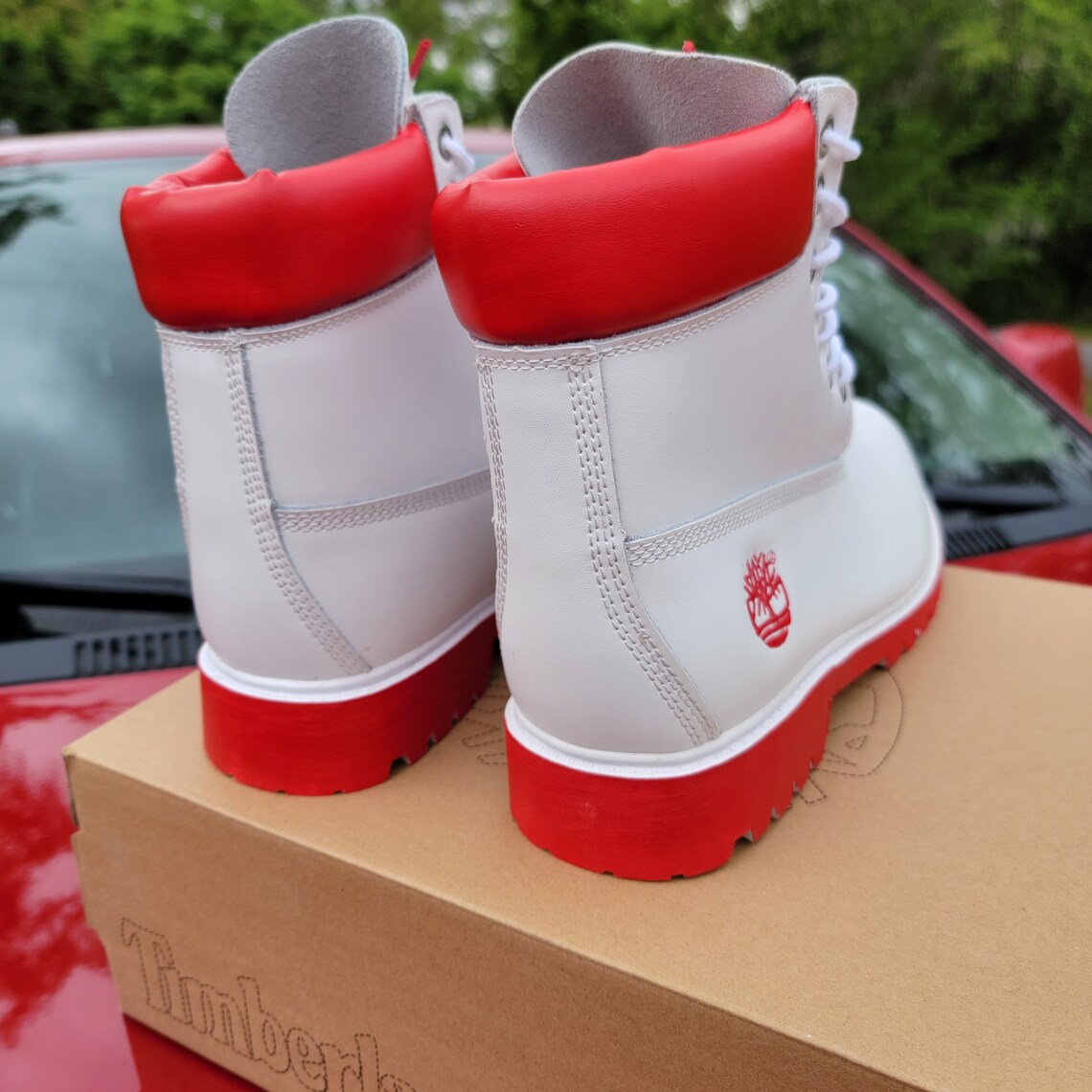 Timberland Boots Size Red Fire Etsy