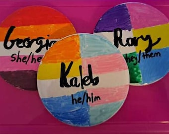 Custom Pride Pin - Multiple Flags, Names, Pronouns Available