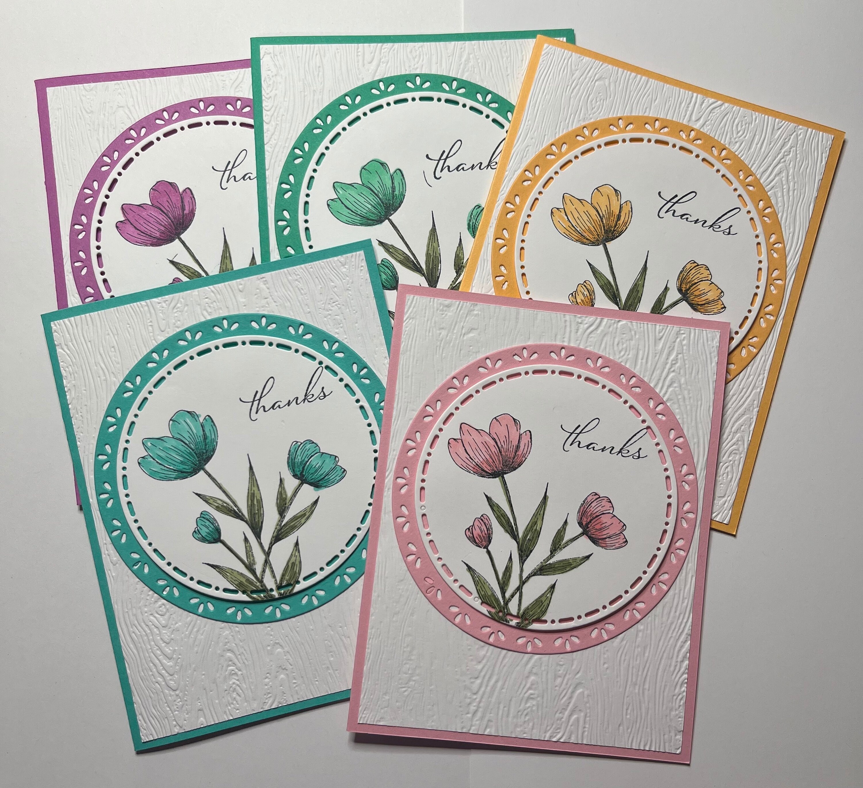 Lot of 5 Handmade Thank You Cards Floral - Etsy