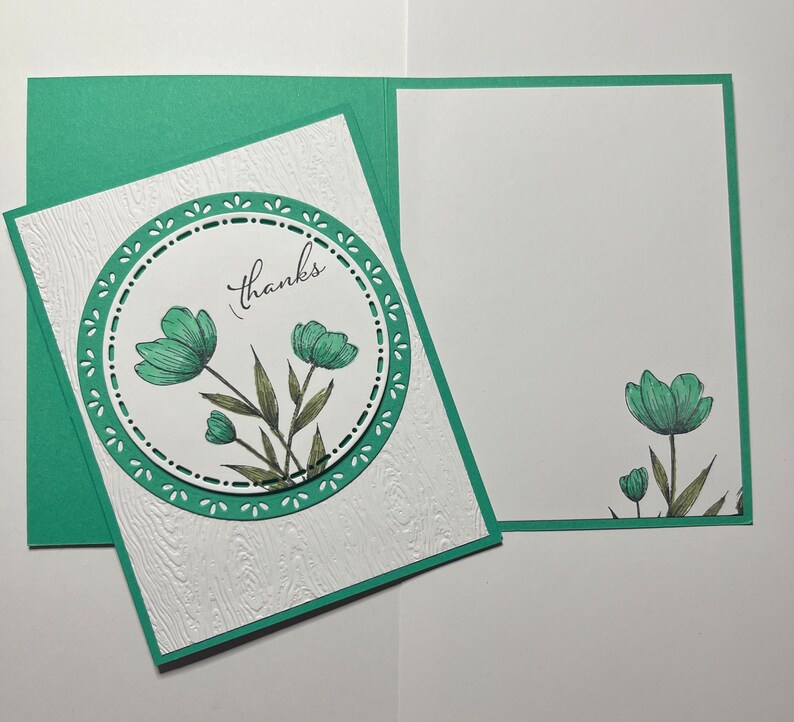 Lot of 5 Handmade Thank You Cards Floral - Etsy