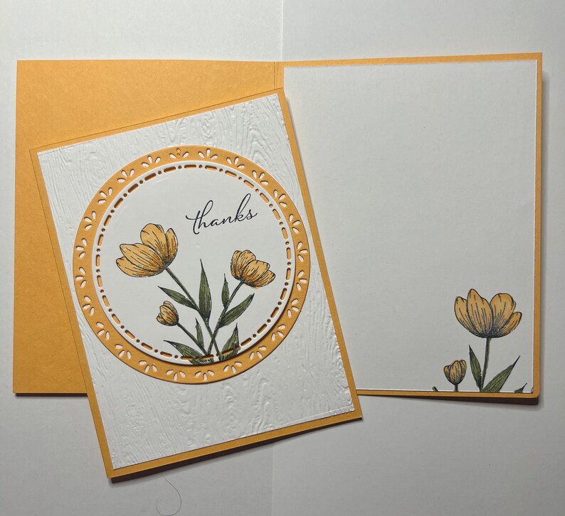 Lot of 5 Handmade Thank You Cards Floral - Etsy