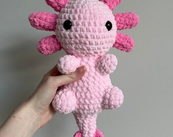 Crochet Pink Axolotl Plushie Handmade Stuffed Animal