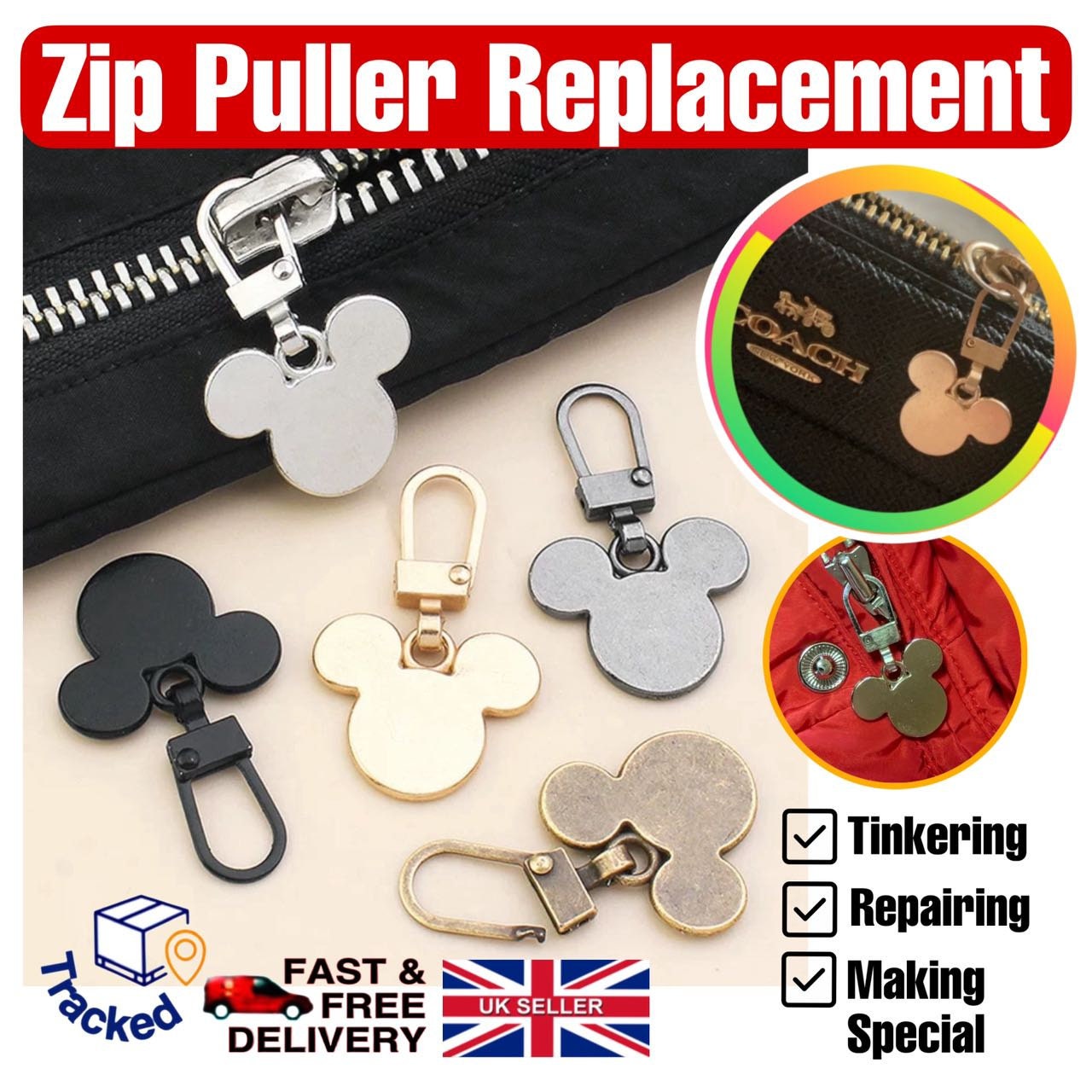 8pcs of Size 10 10mm Zinc Alloy Zipper Slider Replacement Repair