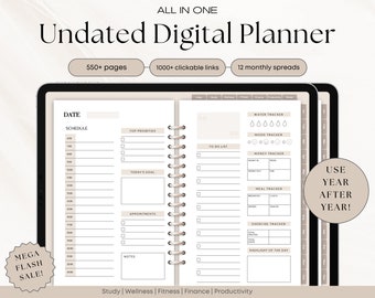 Digital Planner, Goodnotes Planner, Daily Digital Planner, iPad Planner, Notability Planner, Undated Digital Planner