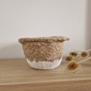 Unpainted Paper Mache Bowl, Organic Handcrafted Papier Mache pot, Wabi Sabi Vessel, Antique Inspired Papier Mache bowl, Sustainable Decor