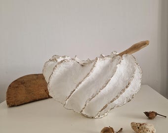 Handgjord papmachévas | Rustikt vitt Wabi Sabi-kärl