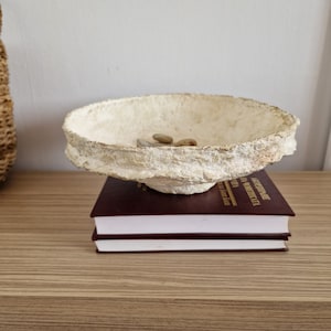 Paper Mache Bowl Organic Paper Mache Wabi Sabi Bowl Antique Paper Mache Neutral Fall Decor image 1