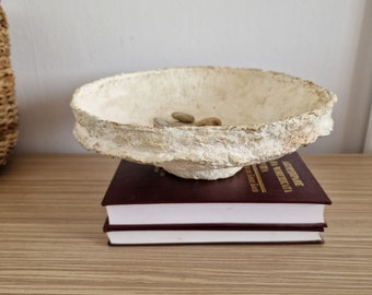 Ciotola in cartapesta fatta a mano: decorazione neutra Wabi Sabi organica