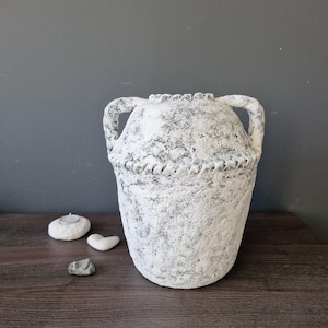 Antique inspired paper mache vase, Organic papiermache pot, Sustainable  Neutral Fall decor, Wabi sabi vessel, Entry table decor, Rustic jar