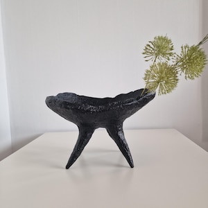 Black Paper Mache bowl |  Organic Papier Mache | Wabi Sabi tray | Decorative textured Bowl | Coffee table tray | Modern sustainable decor