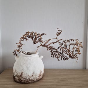 Antique inspired paper mache vase | Organic papier mache pot | Sustainable farmhouse decor | Rustic jar | Entry table primitive fall decor