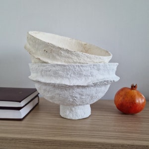 Kom van papier-maché | Biologische pot van papier-maché | Wabi Sabi-schip | Op antiek geïnspireerde kom van papier-maché | Duurzaam decor