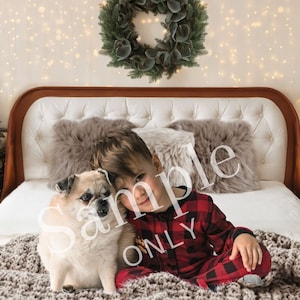 Christmas Bed Digital Backdrop, Christmas Background, Photoshop Composite, Modern Christmas PJ photo, Christmas Card Bed PJ Photo,Photo Edit