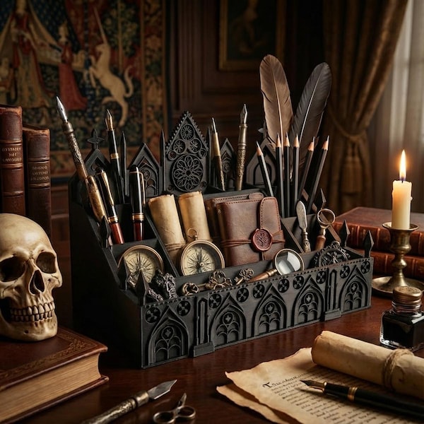Gothic Office Decor - Dark Academia Pencil Cup