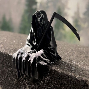 Grim Reaper Sitting Figurine - Halloween Bookshelf Decor