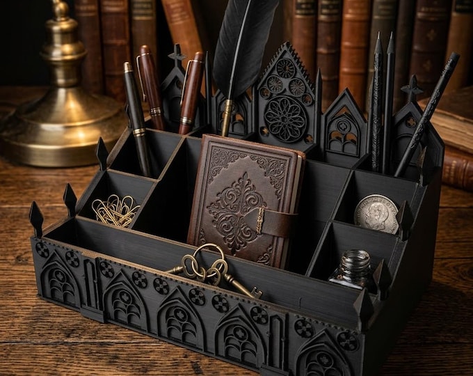 Gothic Desk Organizer - Dark Academia Decor