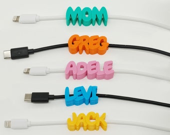 Unisex Universal USB Cable Name Clip / Cord Name Tag for All Phones / Personalized Charger Name Tag
