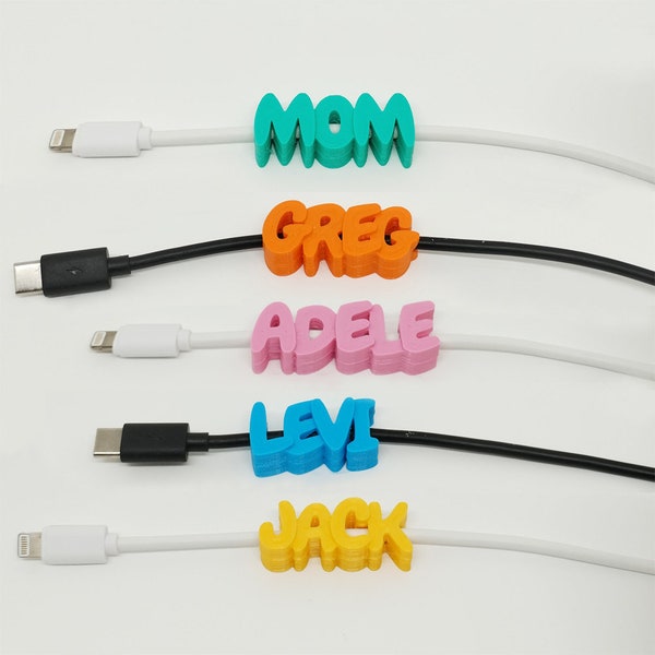 Unisex Universal USB Cable Name Clip / Cord Name Tag for All Phones / Personalized Charger Name Tag