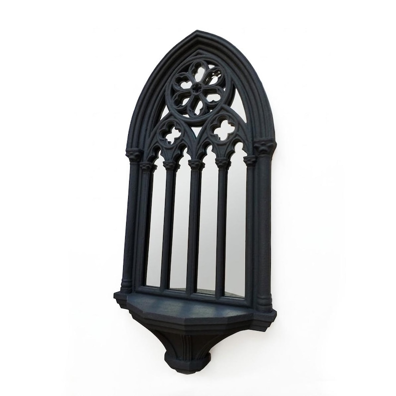 Scrying Gothic Wall Mirror with Shelf - Fantasy Mirror for Spooky Decor image 8