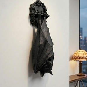 Gotische vleermuis wanddecoratie - Hangende vleermuis muurkunst - Vampierdecoratie, gothic cadeau, Halloween decoratie