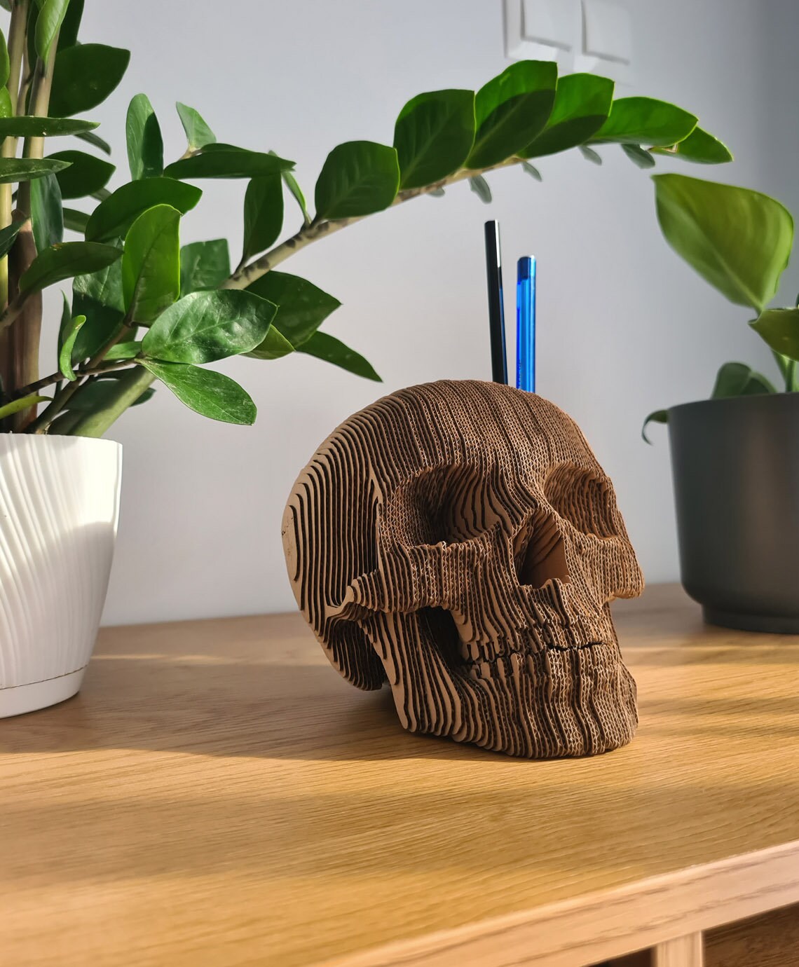 DIY Cardboard Skull Pen Holder for Desk Skull Desk Organizer Etsy