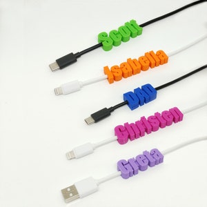 Two Side Personalized Phone Charger Name Tag / Personalized Phone Accessories / Cord Name Tag / iPhone Personalized Charger / Name Tag Clip