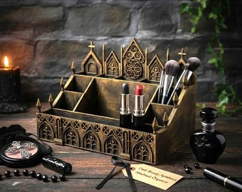 Gothic Cathedral Desk Organiser - Dark Academia Home Decor