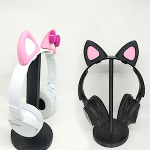 Kitten oren met lint strikken voor hoofdtelefoon/zwarte Kitten oren hoofdband bevestiging/kitten oren hoofdtelefoon accessoires/cosplay kostuum