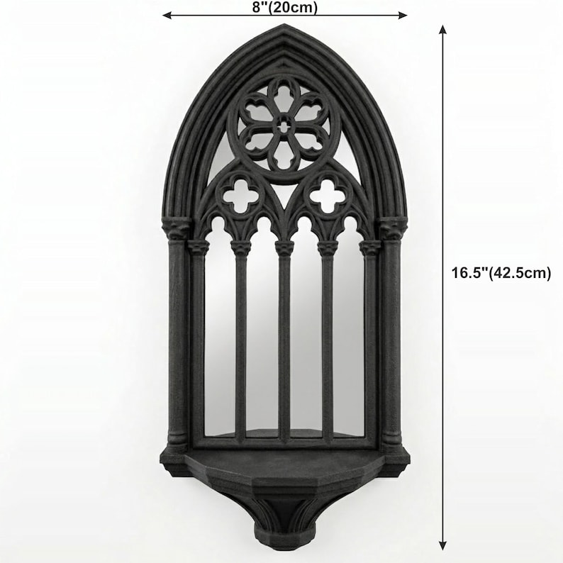 Scrying Gothic Wall Mirror with Shelf - Fantasy Mirror for Spooky Decor image 9