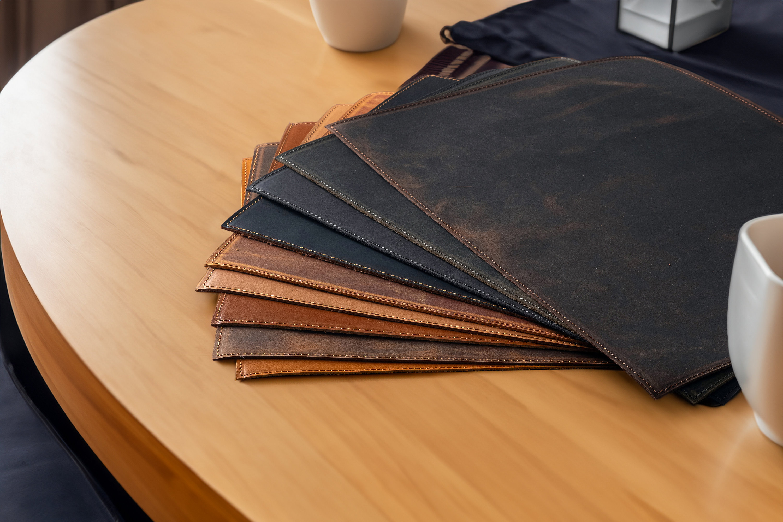 Distressed Genuine Leather Placemat, Handmade Placemats for Dining
