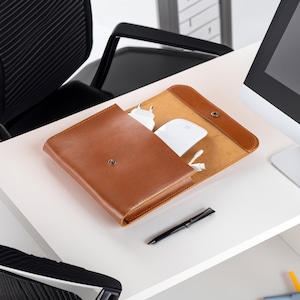 Organizzatore di cavi in pelle, custodia per mouse e cavi per laptop fatta a mano, copertura per cavi personalizzata, custodia per accessori tecnologici personalizzata