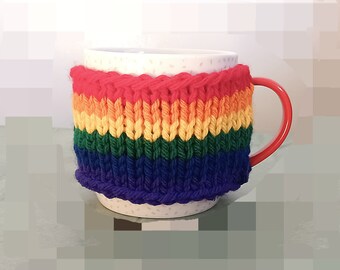 Gay Pride Hand-Knitted Mug Cosy