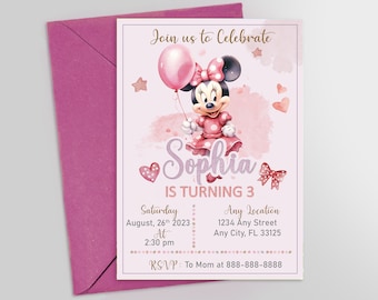 Minnie Mouse Birthday Invitation | Minnie Mouse Party Birthday Invite | Printable Invitation | Mobile invitation | Girls Party Invite