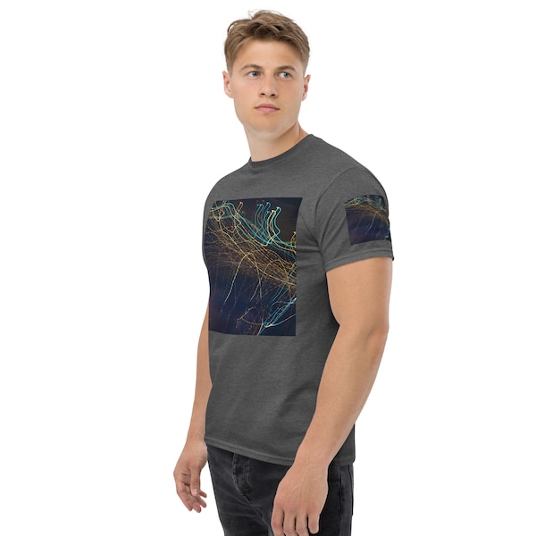 Dark Abstract Lights Men's Classic Tee - A Symphony of Quality Craftsmanship Details