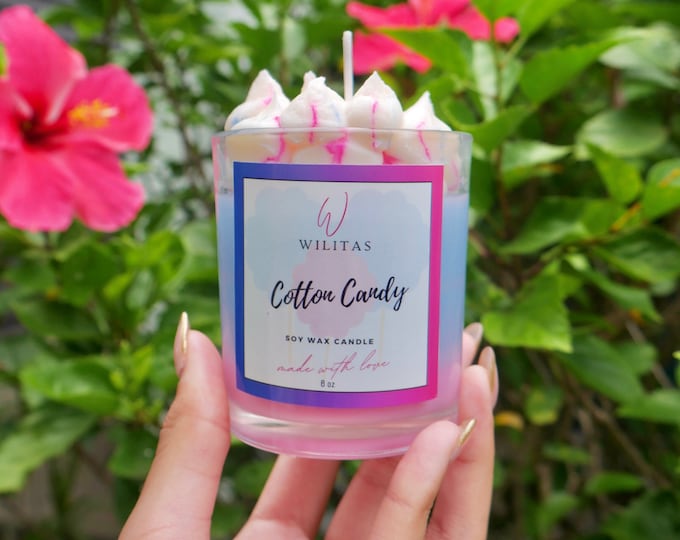 Cotton Candy Candle | Scented | Soy Wax | Dessert Candles | Food Candle| Hand-made| Gifts |